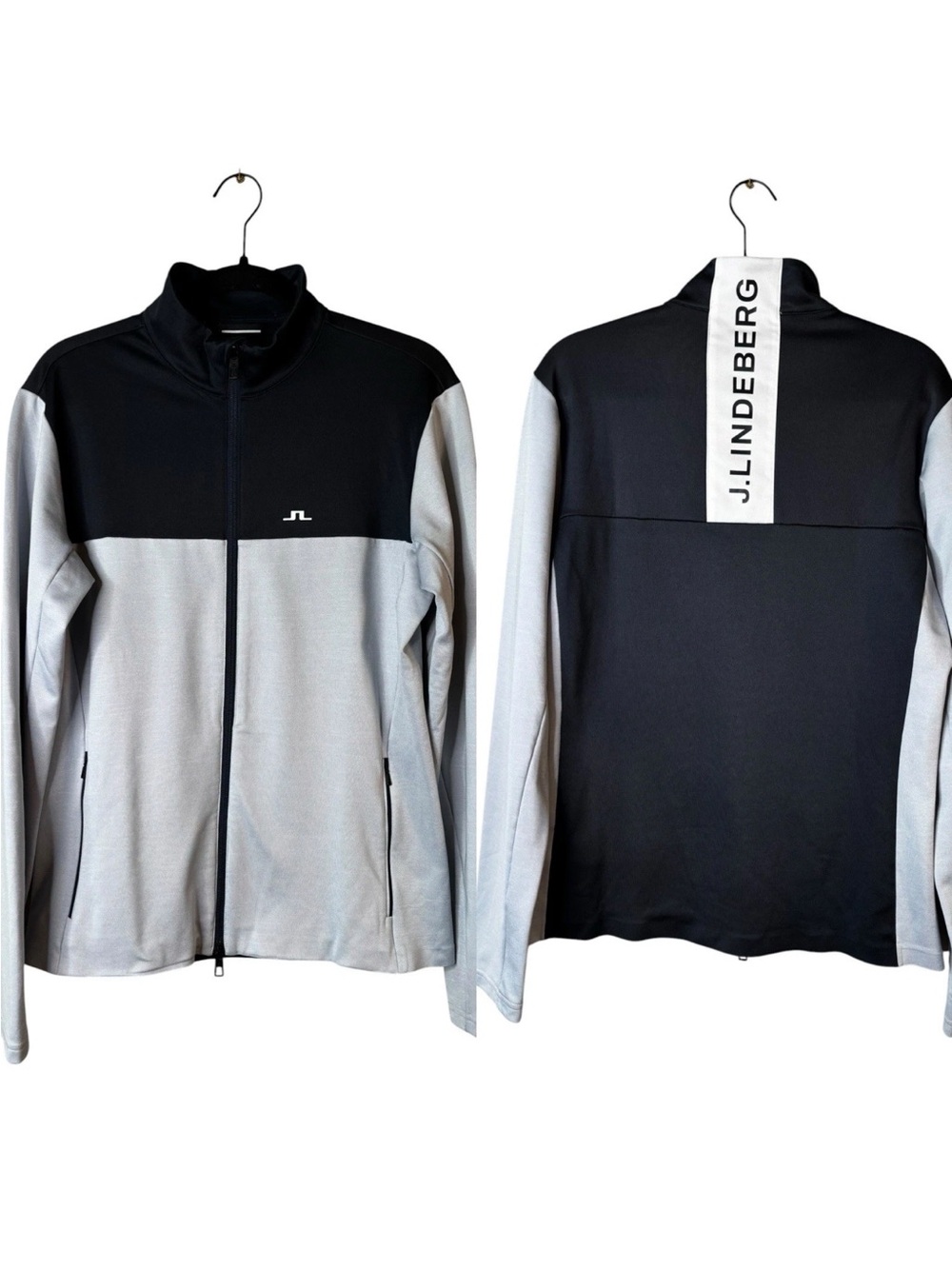 J. Lindeberg Banks Mid Layer Full Zip Jacket Size Medium M Blue Gray Golf Top